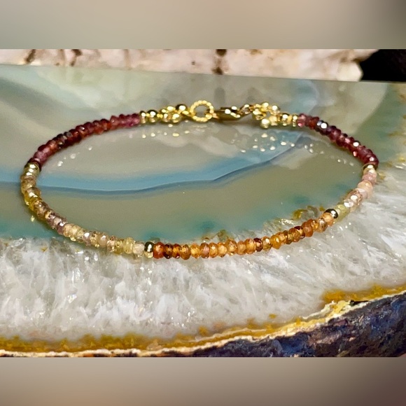 Umbra  Sapphire and Gold Fill Dainty Bracelet - Picture 3 of 9